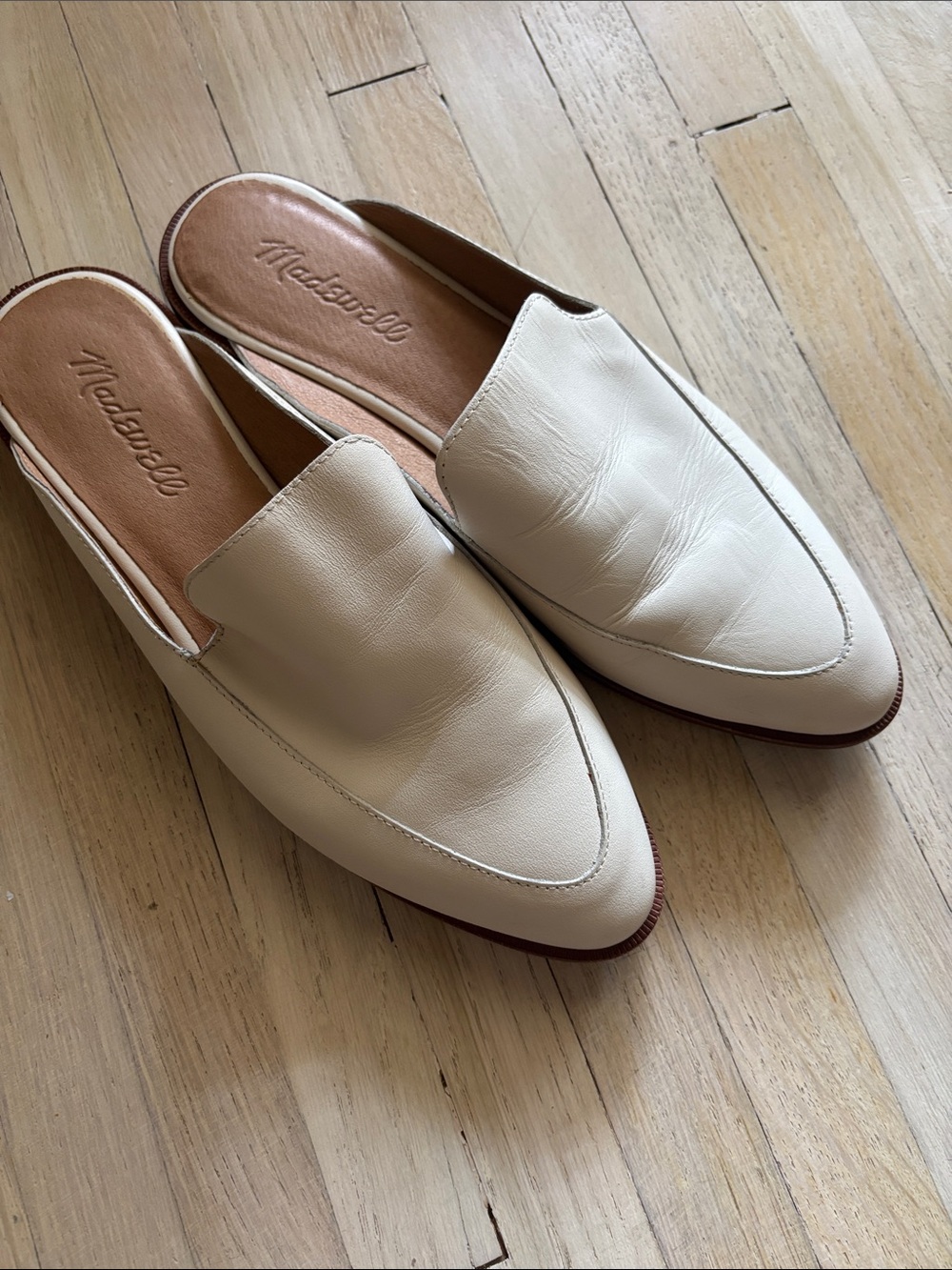 Madewell Cream Leather Slip-On Loafers